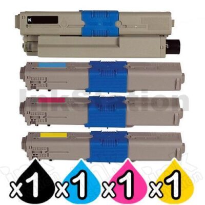 4 Pack Compatible OKI C332DN / MC363DN Toner Combo (46508720-46508717) [1BK,1C,1M,1Y]