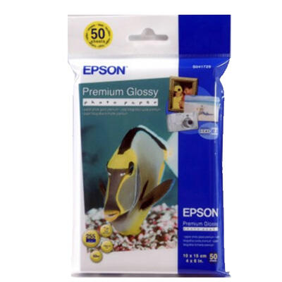 Epson C13S041729 Genuine Premium Glossy Photo Paper 255gsm 4 inches x 6 inches - 50 sheets