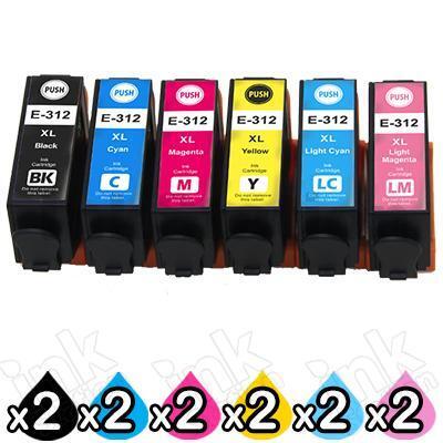 12 Pack Epson 312XL Compatible High Yield Inkjet Cartridge Combo [2BK,2C,2M,2Y,2LC,2LM]