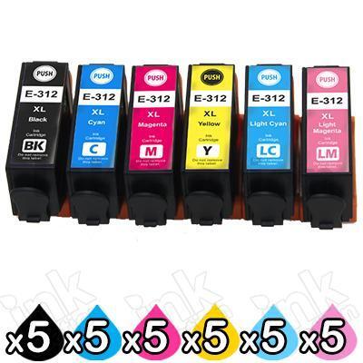 30 Pack Epson 312XL Compatible High Yield Inkjet Cartridge Combo [5BK,5C,5M,5Y,5LC,5LM]