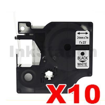 10 x Dymo SD53713 / S0720930 Compatible 24mm Black Text on White Label Cassette - 7 meters