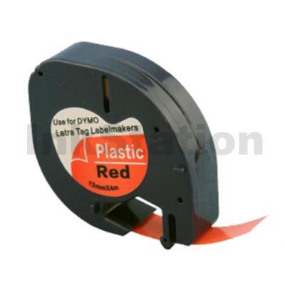 Dymo SD91203 / 91333 Compatible 12mm x 4m Black On Red LetraTag Plastic Tape