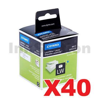 40 x Dymo SD99010 / S0722370 Genuine White Label 2 Roll 28mm x 89mm - 130 labels per roll