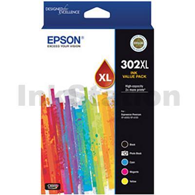 Epson 302XL (C13T01Y792) Genuine High Yield Ink Cartridge Value Pack [1BK+1PBK+1C+1M+1Y]