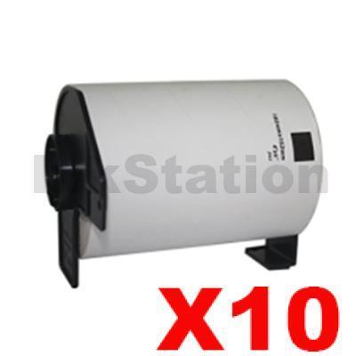 10 x Brother DK-11241 Compatible Black Text on White 102mm x 152mm Die-Cut Paper Label Roll - 200 labels per roll
