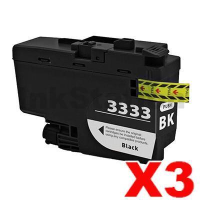 3 x Brother LC-3333BK Compatible High Yield Black Ink Cartridge - 3,000 pages
