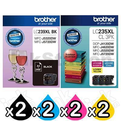 8 Pack Genuine Brother LC-239XL BK + LC-235XL CL 3PK High Yield Ink Combo [2BK,2C,2M,2Y]