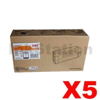 5 x OKI C712N Genuine Black Toner Cartridge (46507612) - 11,000 pages