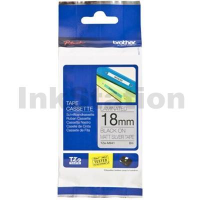 Brother TZe-M941 Genuine 18mm Black Text on Matt Silver Laminated Tape - 8 metres
