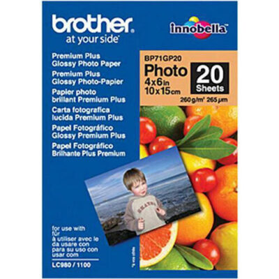 Brother BP71GP20 Genuine Glossy Paper 260gsm 4 inches x 6 inches - 20 sheets