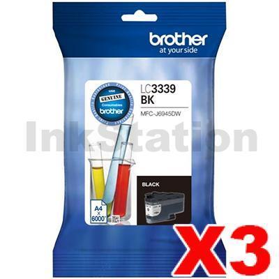 3 x Brother LC-3339XLBK Genuine High Yield Black Ink Cartridge - 6,000 pages