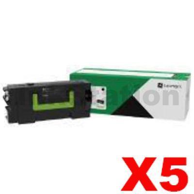 5 x Lexmark 58D6000 Genuine MS823 / MS826 / MX721 / MX722 / MX826 Black Return Programme Toner Cartridge - 7,500 pages