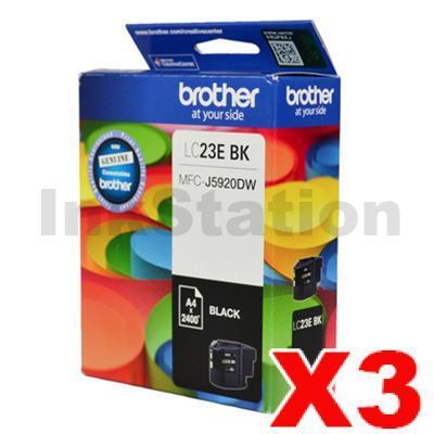 3 x Genuine Brother LC-23EBK Black Ink Cartridge - 2,400 pages