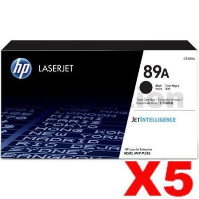 5 x HP 89A CF289A Genuine Black Toner Cartridge - 5,000 Pages
