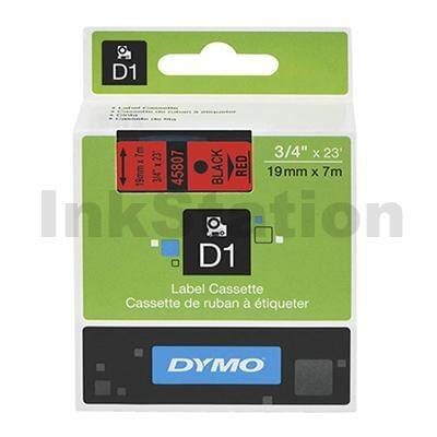 5 x Dymo SD45807 / S0720870 Genuine 19mm Black Text on Red Label Cassette - 7 meters