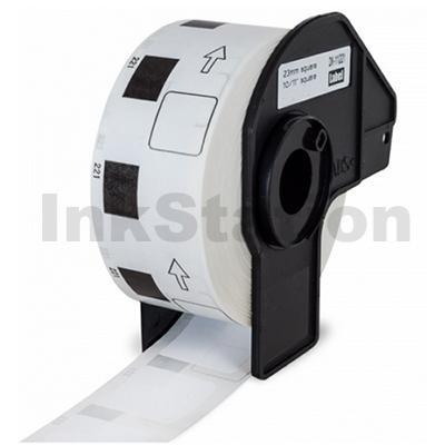 Brother DK-11221 Compatible Black Text on White 23mm x 23mm Die-Cut Paper Label Roll - 1000 labels per roll