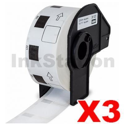 3 x Brother DK-11221 Compatible Black Text on White 23mm x 23mm Die-Cut Paper Label Roll - 1000 labels per roll