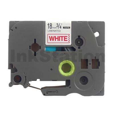 Brother TZe-242 Compatible 18mm Red Text on White Laminated Tape - 8 meters