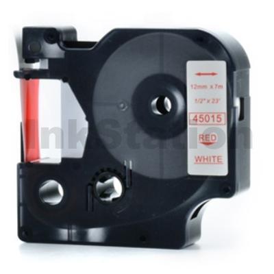Dymo SD45015 / S0720550 Compatible 12mm Red Text on White Label Cassette - 7 meters