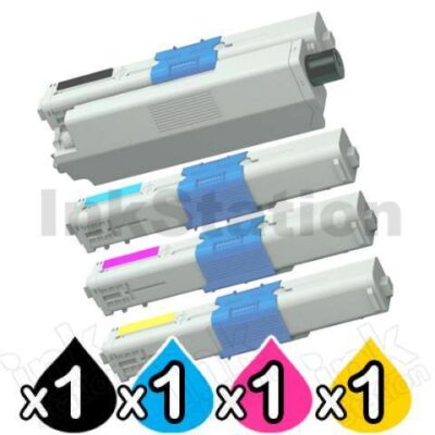 4 Pack Compatible OKI C301 / C321 Toner Cartridges Combo (44973545-44973548) [1BK,1C,1M,1Y]