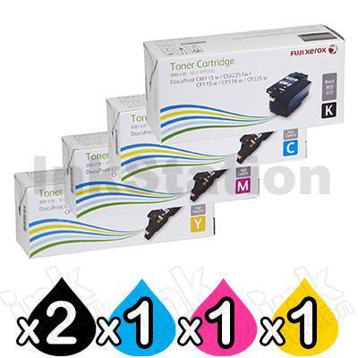5 Pack Genuine Fuji Xerox Docuprint CM115 CP115 CP116 CM225 CP225 High Yield Toner Cartridges (CT202264-CT202267) - [2BK,1C,1M,1Y]
