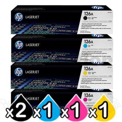 5 Pack HP CE310A-CE313A (126A) Genuine Toner Cartridges [2BK,1C,1M,1Y]