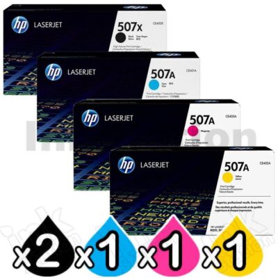 5 Pack HP CE400X-CE403A (507X/507A) Genuine Toner Cartridges [2BK,1C,1M,1Y]