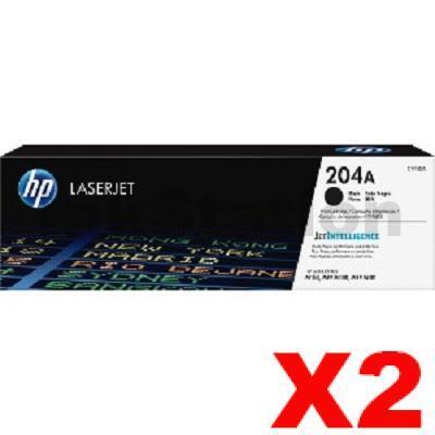 2 x HP 204A (CF510A) Genuine Black Toner Cartridge - 1,100 pages