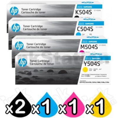5 Pack Genuine Samsung CLP415N CLP415NW CLX4195FW CLX4195FN Toner Cartridge Set CLT-504