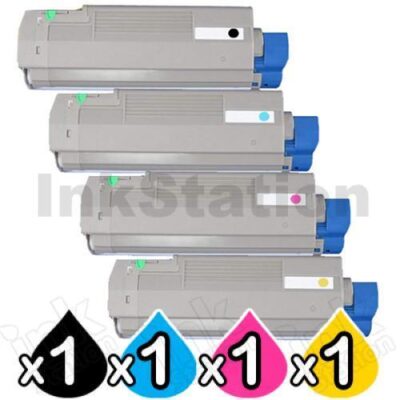4 Pack OKI C612 Compatible Toner Cartridges Combo (46507512-46507509) [1BK, 1C, 1M, 1Y]