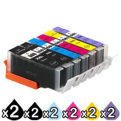 12 Pack Canon PGI-680XXL CLI-681XXL Extra High Yield Compatible Inkjet Cartridges Combo [2BK,2PBK,2C,2M,2Y,2PB]