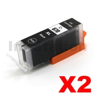 2 x Compatible Canon PGI-670XLBK Black High Yield Inkjet