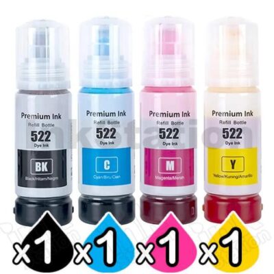 4-Pack Compatible Epson T522 EcoTank Ink Bottle [BK+C+M+Y]