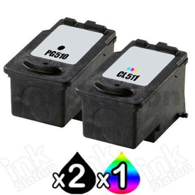 3 Pack Canon PG-510 & CL-511 Compatible Value Pack [2BK,1C]