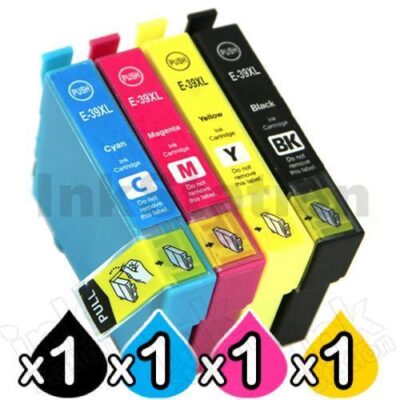 4 Pack Epson 39XL Compatible High Yield Inkjet Cartridges C13T04L192 - C13T04L492 [1BK, 1C, 1M, 1Y]