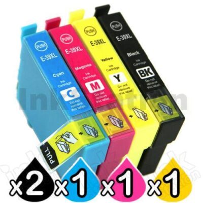 5 Pack Epson 39XL Compatible High Yield Inkjet Cartridges C13T04L192 - C13T04L492 [2BK, 1C, 1M, 1Y]