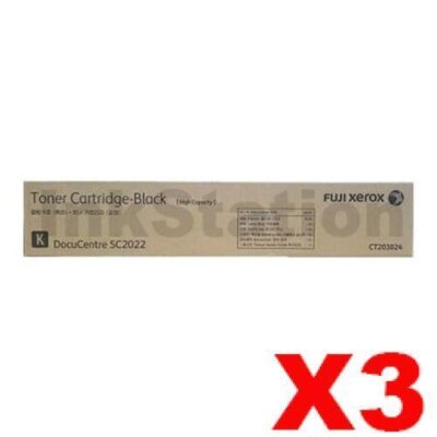 3 x Fuji Xerox DocuCentre SC2022 Genuine Black Toner Cartridge CT203024 - 12,500 pages