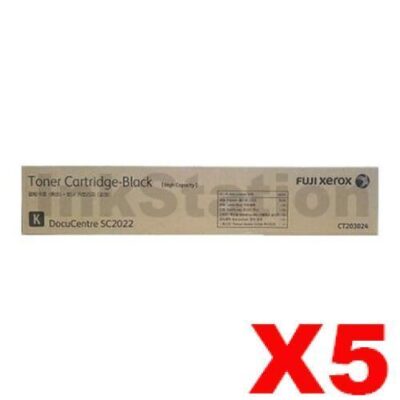 5 x Fuji Xerox DocuCentre SC2022 Genuine Black Toner Cartridge CT203024 - 12,500 pages