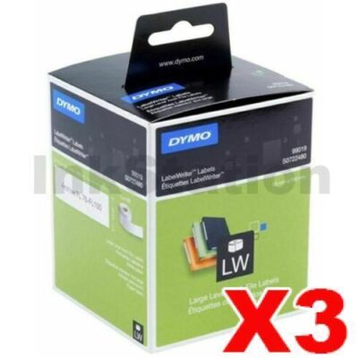 3 x Dymo SD99019 / S0722480 Genuine White Label Roll 59mm x 190mm  - 110 labels per roll