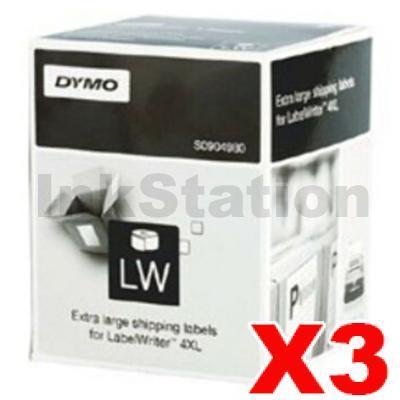 3 x Dymo SD0904980 Genuine White Label Roll 104mm x 159mm - 220 labels per roll