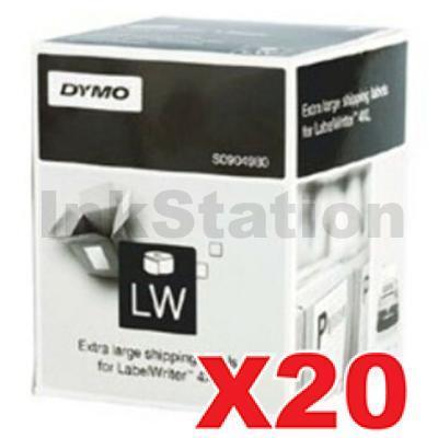 20 x Dymo SD0904980 Genuine White Label Roll 104mm x 159mm - 220 labels per roll