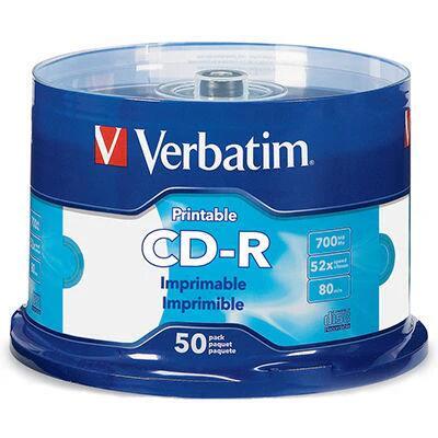 Verbatim 41908 CD-R White InkJet Printable 80 Min 700MB - 50 Pack