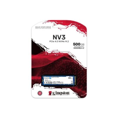 Kingston SNV3S/500G NV3 500GB M.2 NVMe PCIe Gen4 SSD. Up to 5,000MB/s read, 3,000MB/s write